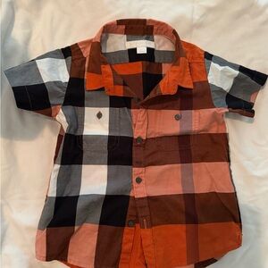 Burberry Orange and Black Button Down Shirt